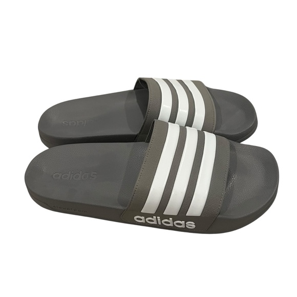 NWT, Men's Adidas Adilette Shower Slides Grey/White, Sz 11 - Picture 5 of 11
